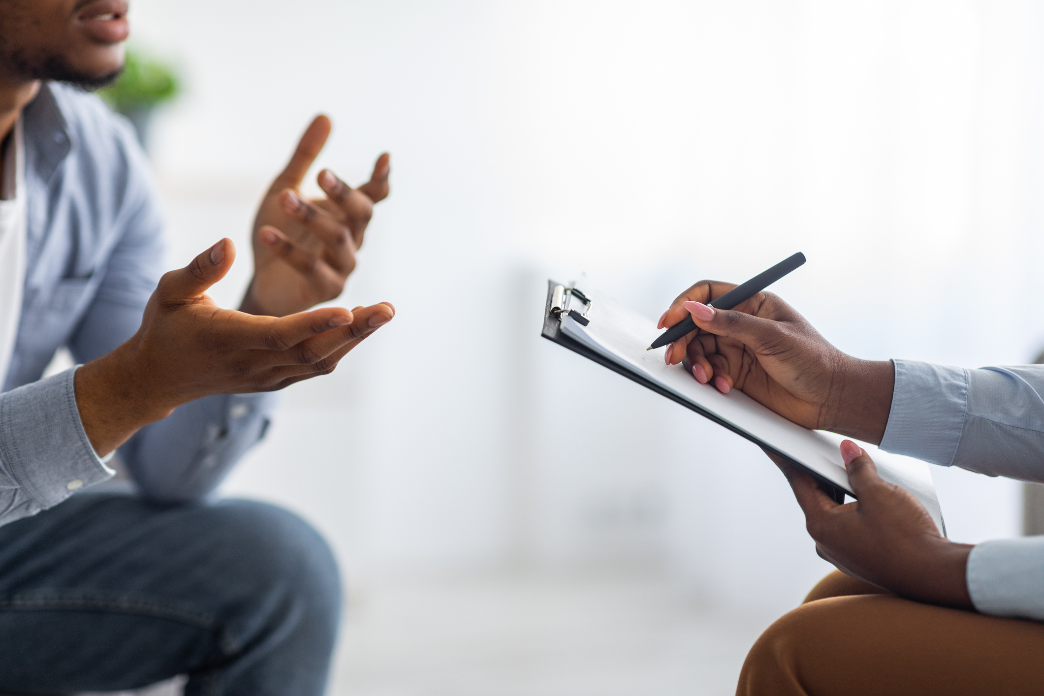 A Man during counseling with psychiatrist